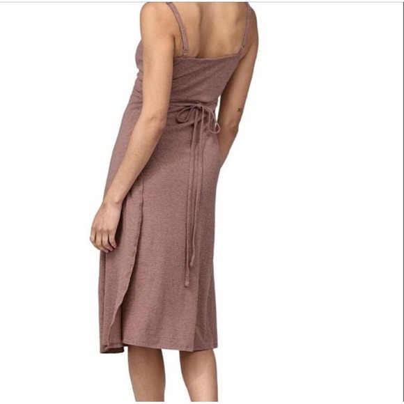New Patagonia Wear With All Dress Wrap Evening Mauve Sz L Hemp Blend Longplains - Picture 2 of 13
